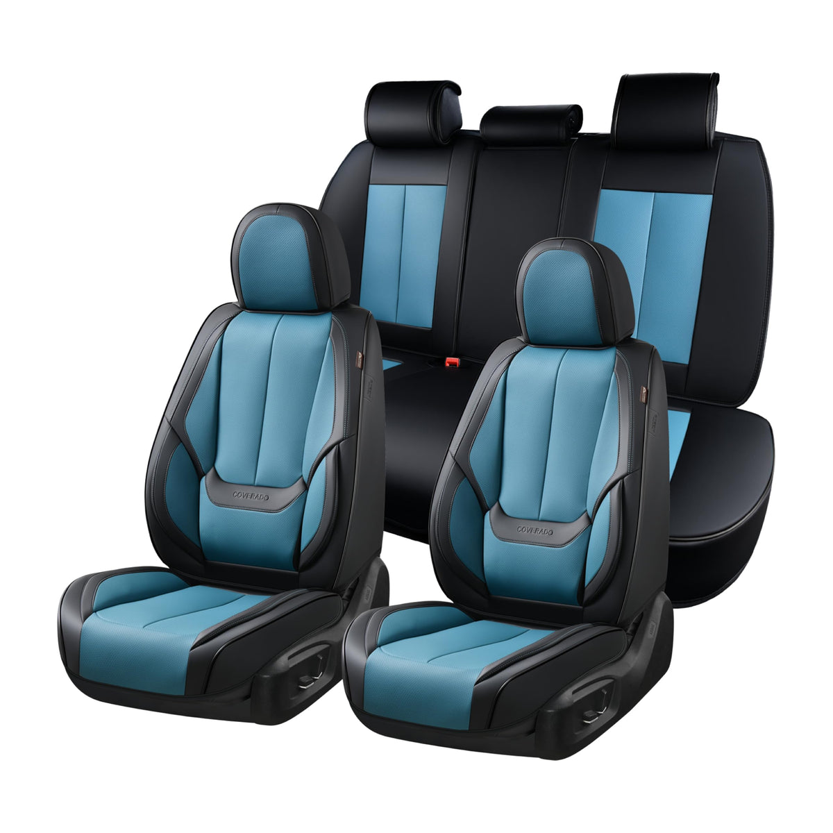 Coverado Universal Seat Covers Full Set, 5 Seats Universal Seat Covers for Cars, Waterproof NAPPA Leather Car Seat Covers with Head Pillow, Auto Protectors Fit for Most Sedans SUV Pick-up Truck-Purple