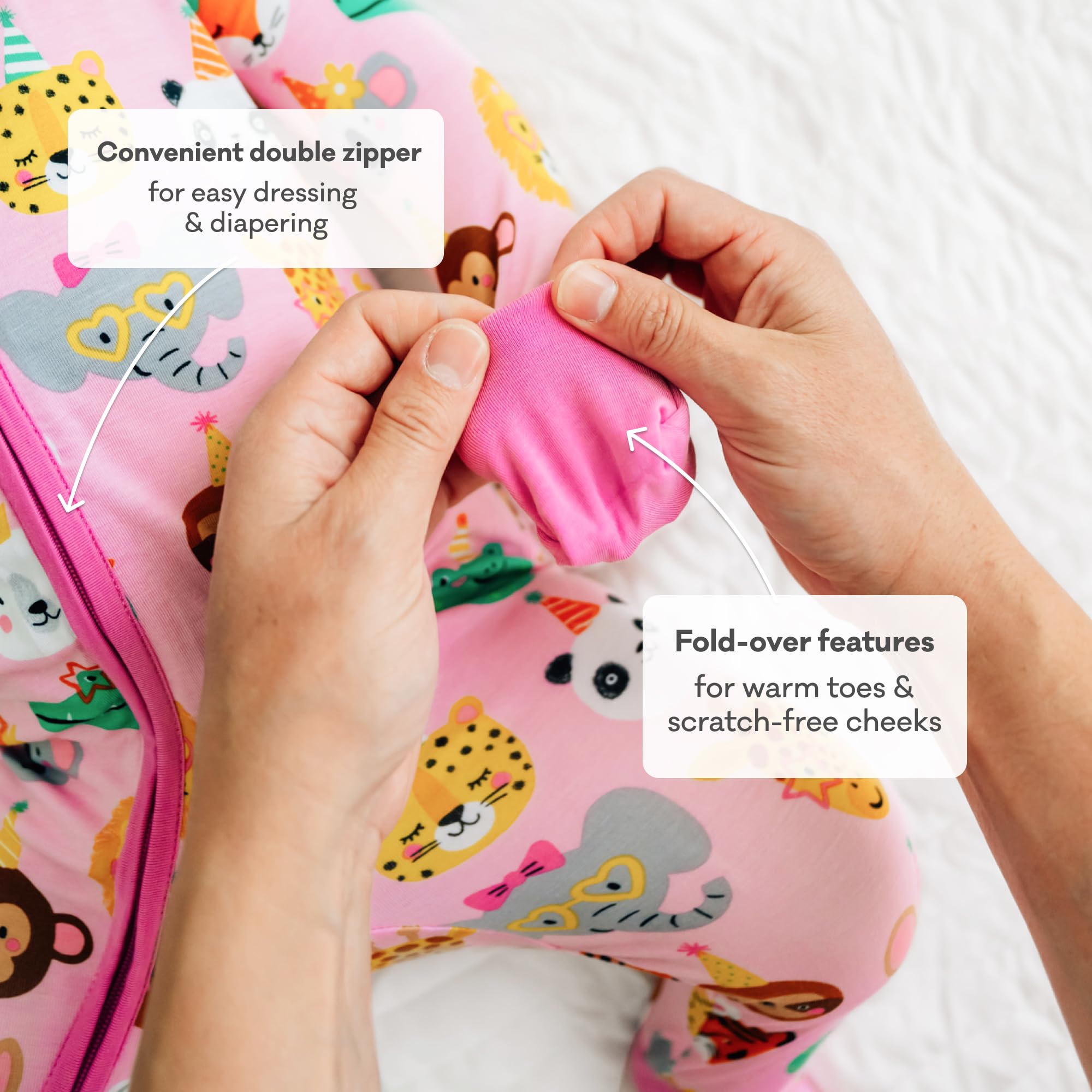 Little Sleepies Baby Pajamas, Pink Party Pals, 0-3M
