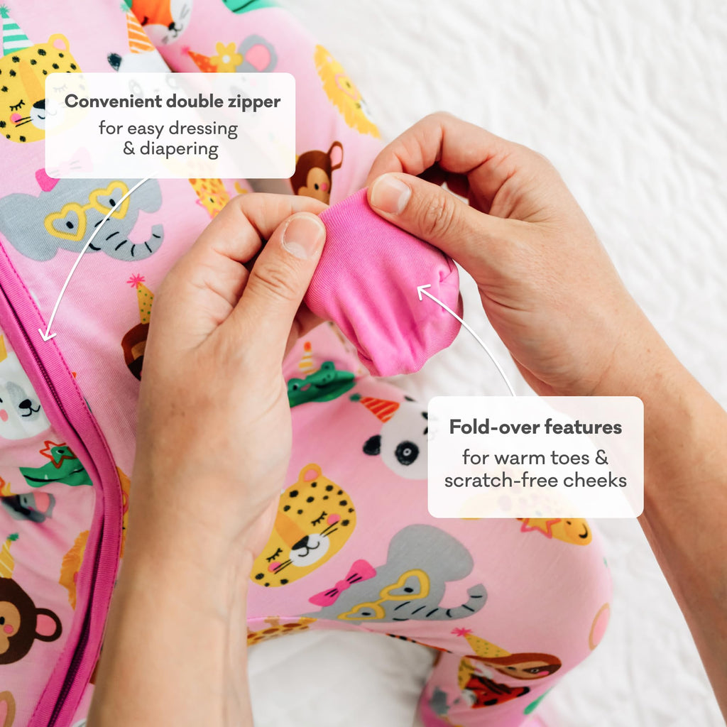 Little Sleepies Baby Pajamas, Pink Party Pals, Newborn