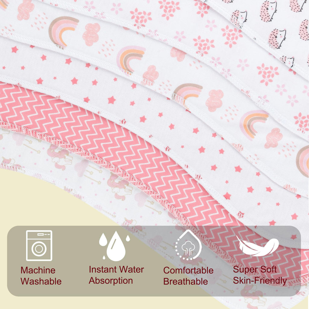 Benoxine 2-in-1 Burp Cloths and Baby Bibs - 6 Pack Large Super Absorbent Soft Cotton Burping Cloths for Spit Up, 3 Layers Thick Baby Burp Rags for Girls & Boys