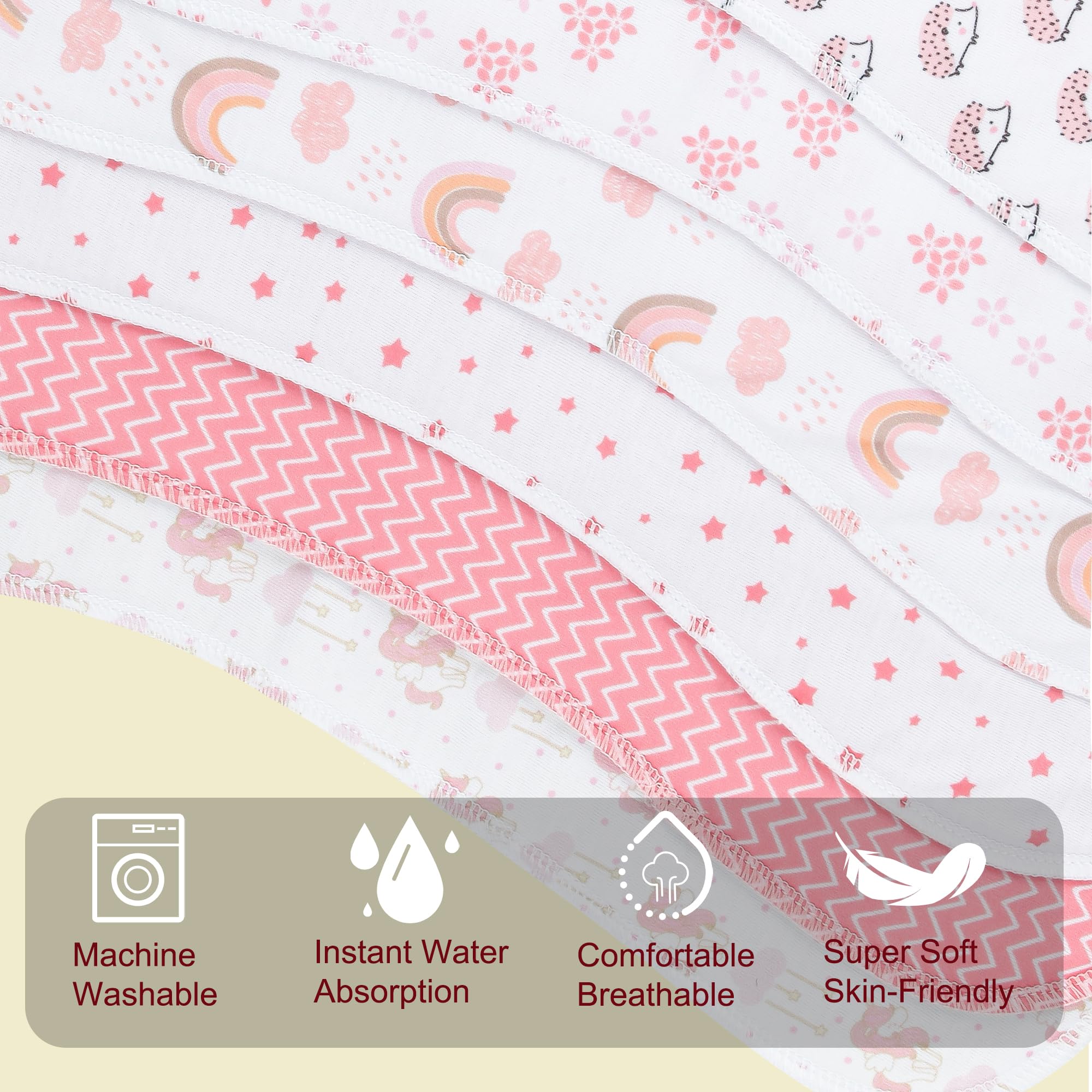 Benoxine 2-in-1 Burp Cloths and Baby Bibs - 6 Pack Large Super Absorbent Soft Cotton Burping Cloths for Spit Up, 3 Layers Thick Baby Burp Rags for Girls & Boys