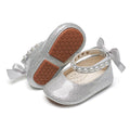 PHIRAMIN Baby Girls Glitter Silver Mary Jane Flats - Infant 18-24 Months Walking Shoes Soft Rubber Sole Princess Wedding