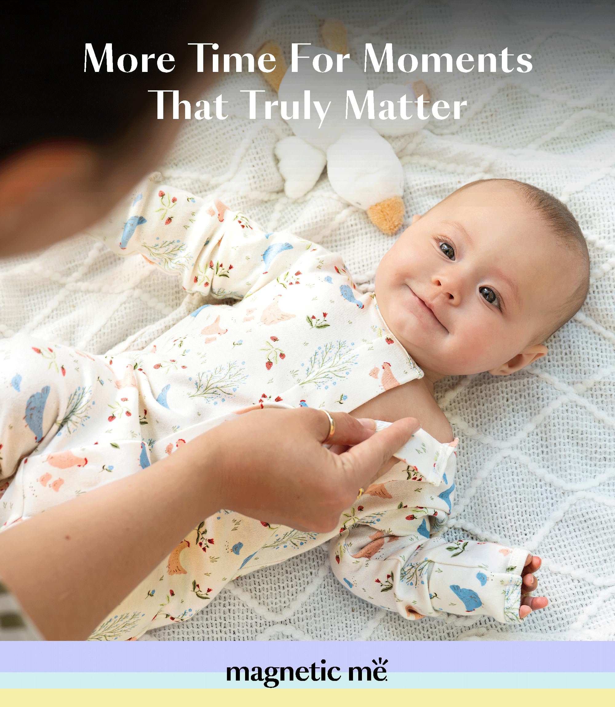Magnetic Me Girls Modal Magnetic Baby Footie Pajamas | Silky Soft Modal Fabric | Bedford Floral | 12-18 Months