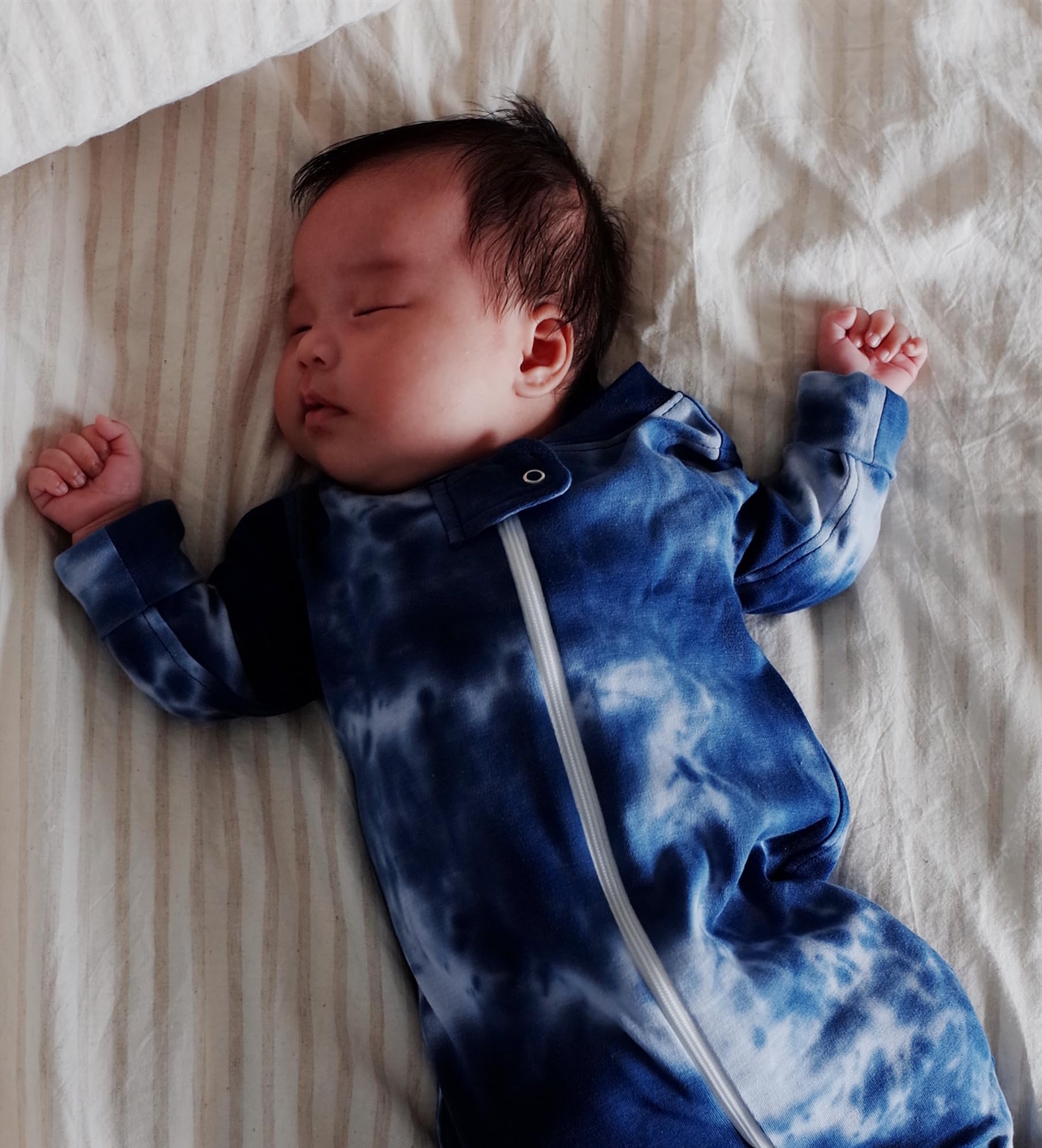 Owlivia Organic Cotton Baby Boy Girl Zip up Sleep N Play, Footless, Long Sleeve(18-24 Months, Tie Dye Dark Navy)