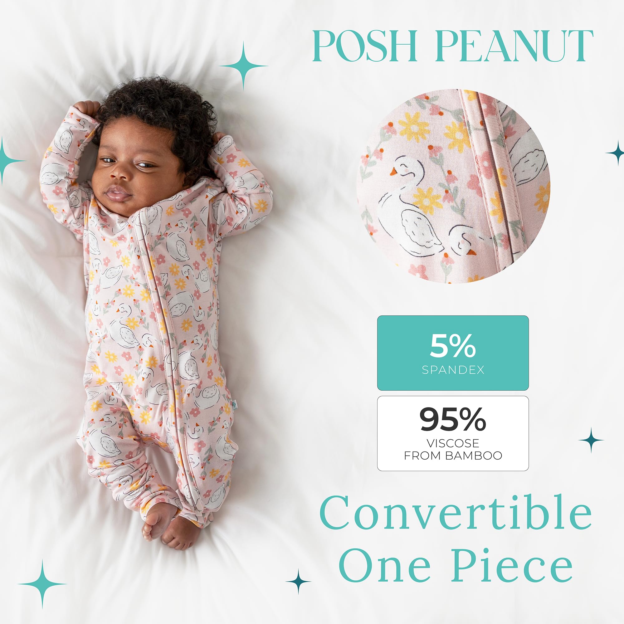 Posh Peanut Girls Convertible Baby Sleepers, Toddlers Footless Pajamas