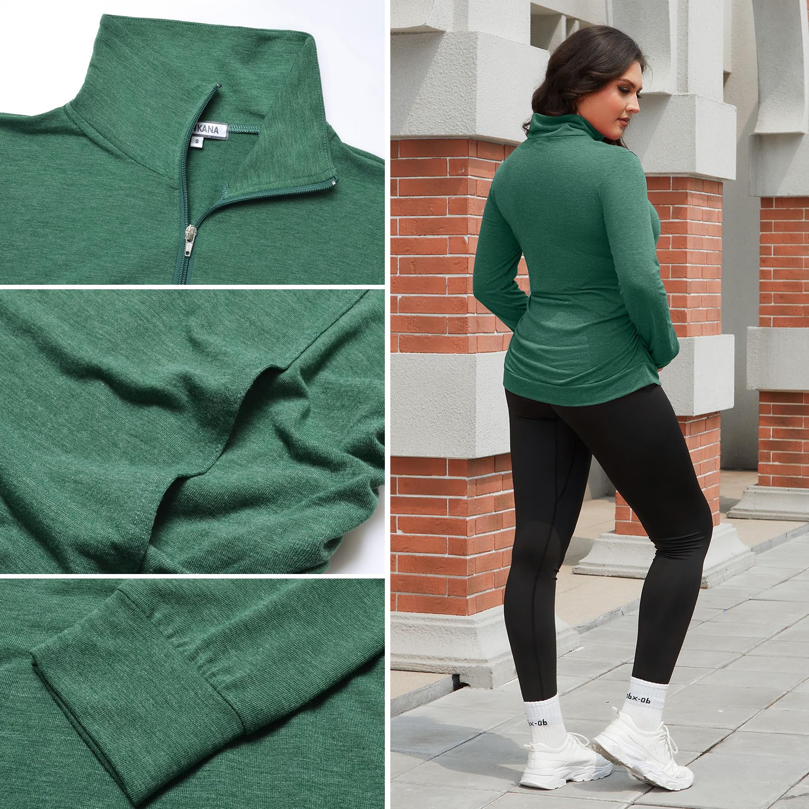 GINKANA Maternity Long Sleeve Shirt Lapel Zipper Casual Lightweight Maternity Top Shirts with Pockets,Green,S