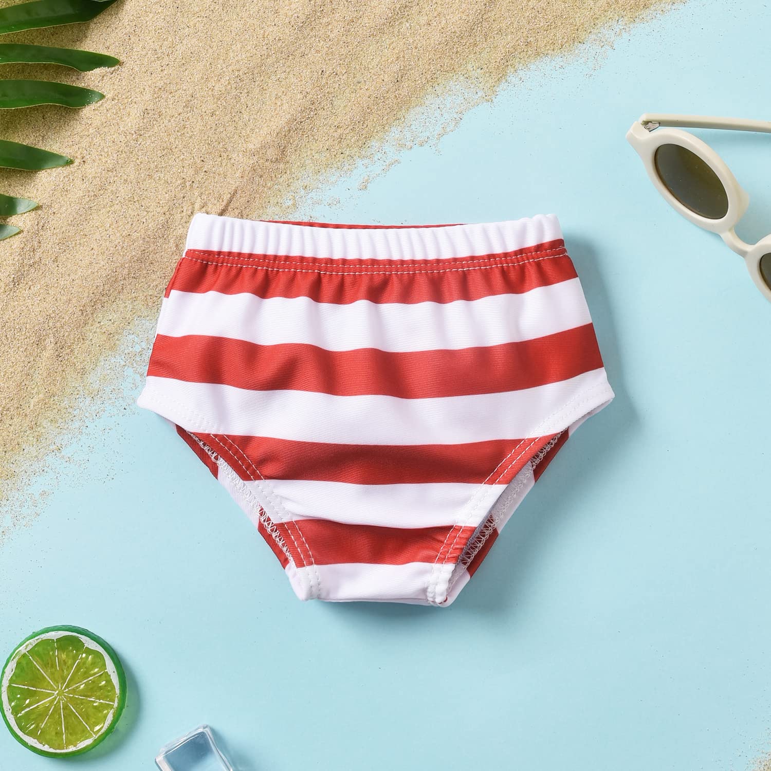 Aalizzwell Baby Infant Girls Swimsuit Two Piece Independence Day Ruffle Bathing Suit Bikini American Flag Swimming Suit 4th of July Swimwear Beach Wear 6-12 Months