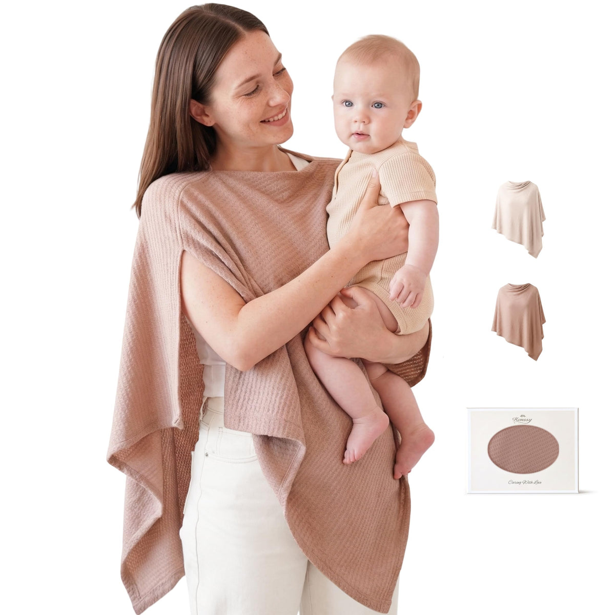 Konssy Nursing Cover for Breastfeeding, Soft Breathable Privacy Poncho