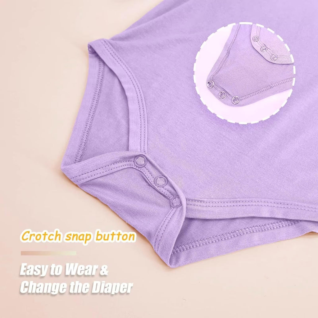 Jimonda Baby Rompers | Soft Summer Long-Sleeve Bodysuit for Newborns 0-24M | Breathable Infant Onesie with Snap Buttonsviolet&blush