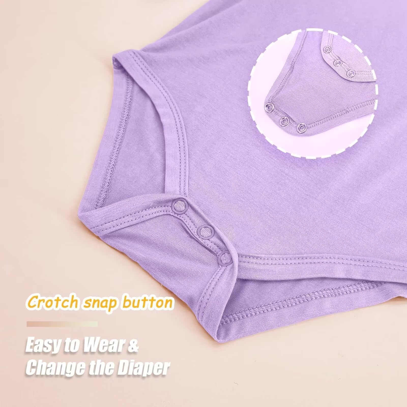 Jimonda Baby Rompers | Soft Summer Long-Sleeve Bodysuit for Newborns 0-24M | Breathable Infant Onesie with Snap Buttonsviolet&blush