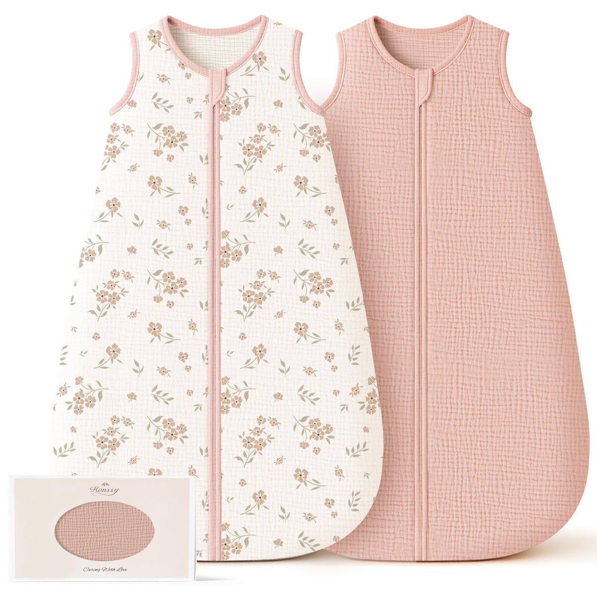 Konssy Muslin Baby Sleep Sack 6-12 Months, 0.8 TOG Baby Wearable Blanket