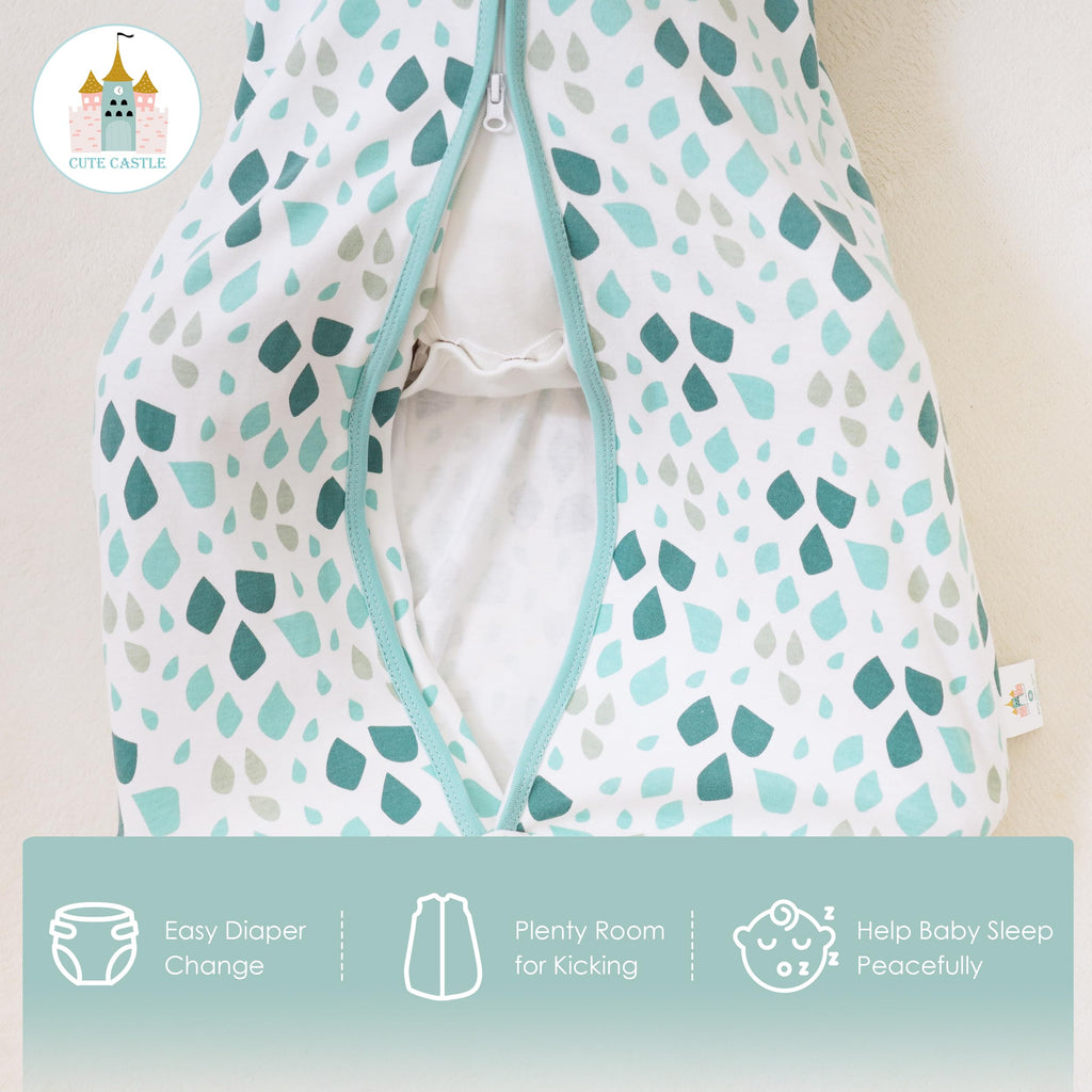 Cute Castle Baby Sleep Sack 6-12 Months - Lightweight 100% Cotton 2-Way Zipper TOG 0.5 Infant Wearable Blanket, Newborn Essentials Toddler Sleep Clothes (3 Pack Green)