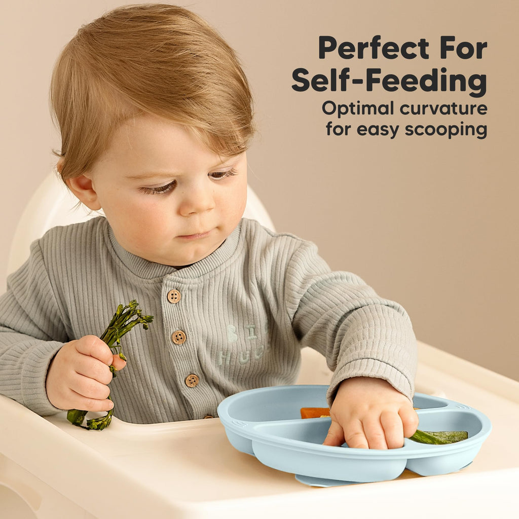 KeaBabies Suction Plates for Baby, Toddler, 3-Pack, 100% Silicone (Alps)