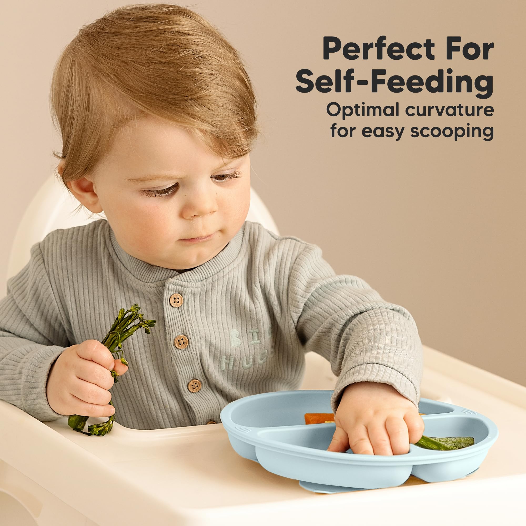 KeaBabies Suction Plates for Baby, Toddler, 3-Pack, 100% Silicone (Alps)