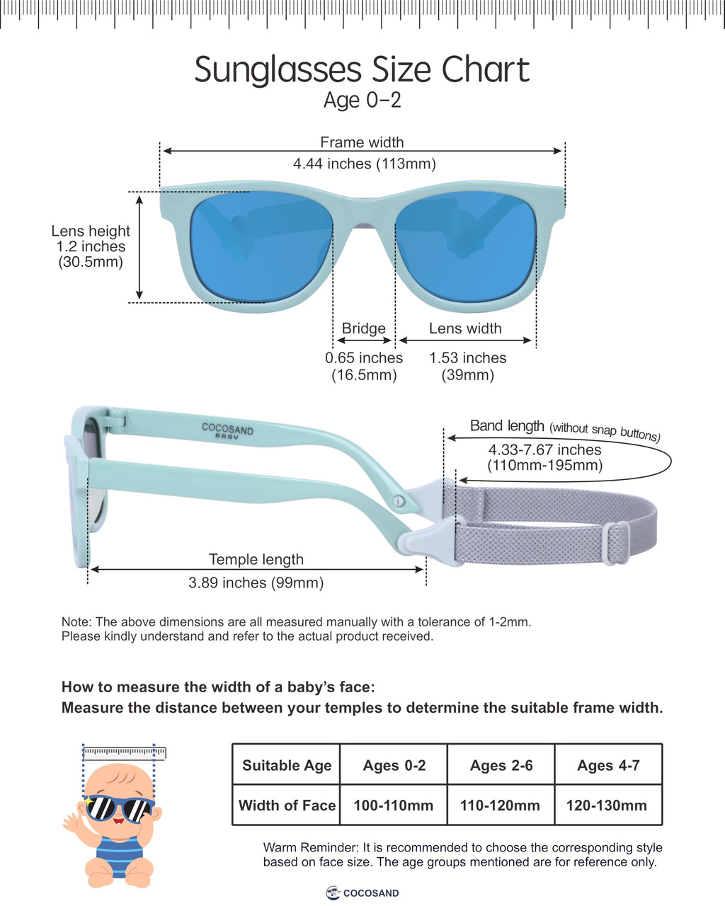 COCOSAND Flexible Polarized Baby Sunglasses with Strap & Silicone Nose Pads
