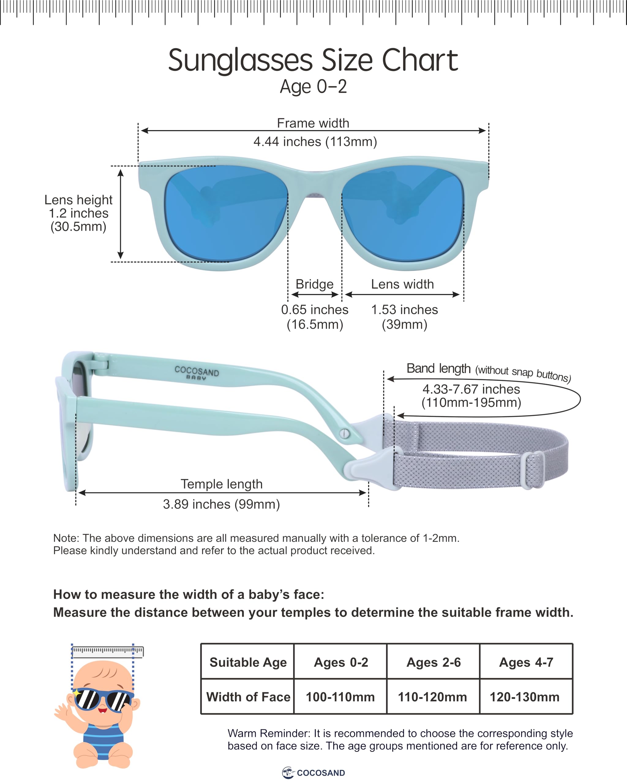 COCOSAND Flexible Polarized Baby Sunglasses with Strap & Silicone Nose Pads