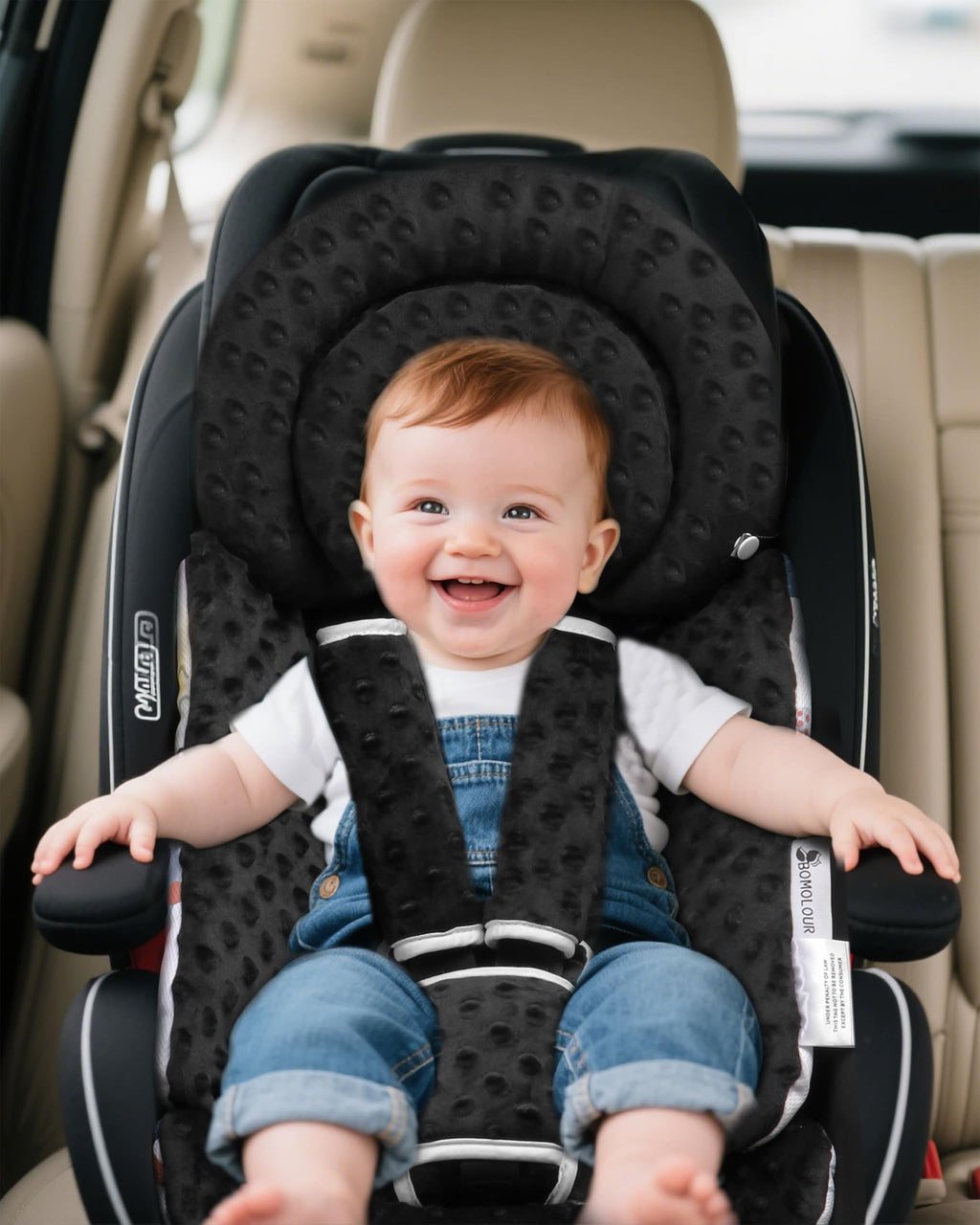BOMOLOUR Infant Car Seat Insert for Baby Head Body Support, Black
