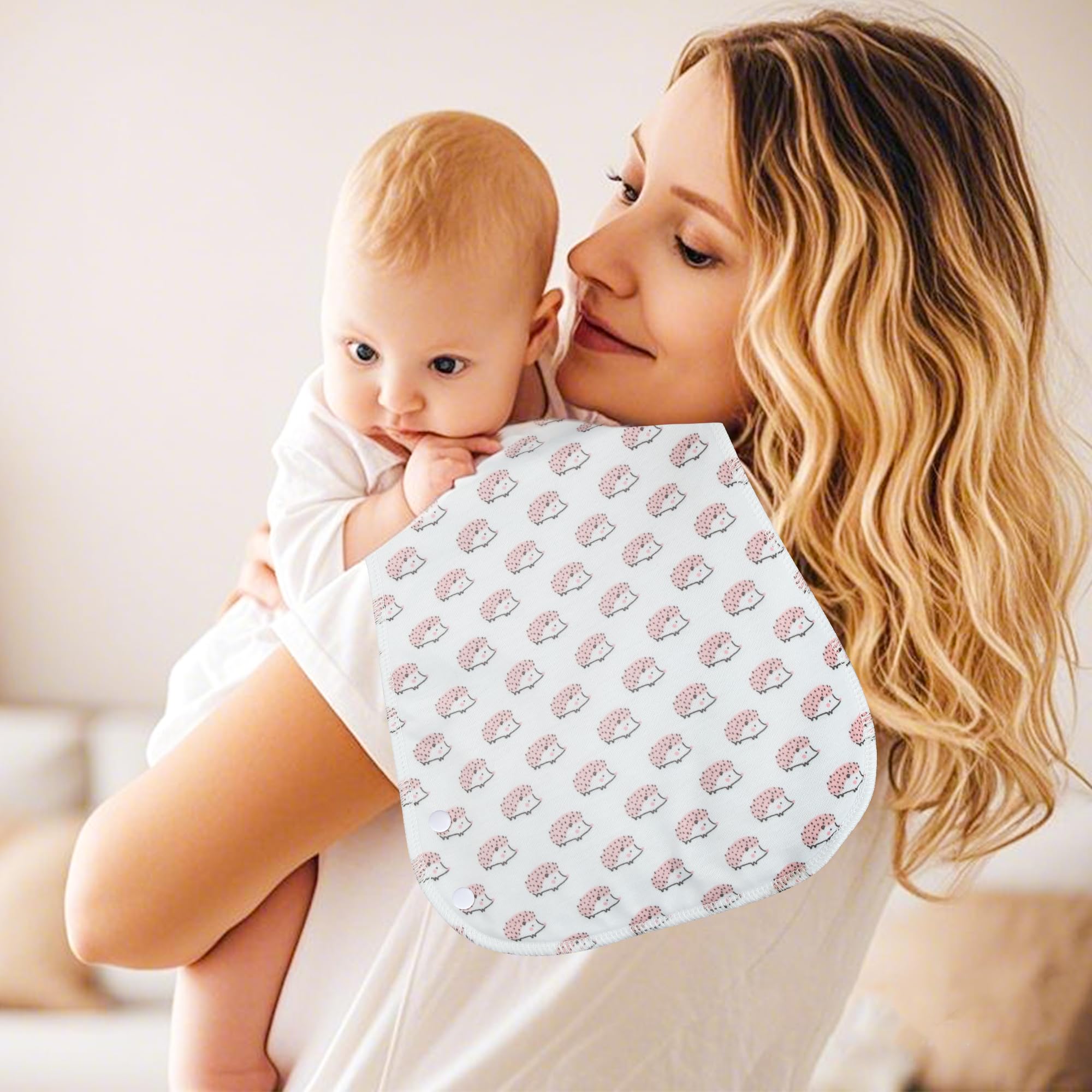 Benoxine 2-in-1 Burp Cloths and Baby Bibs - 6 Pack Large Super Absorbent Soft Cotton Burping Cloths for Spit Up, 3 Layers Thick Baby Burp Rags for Girls & Boys