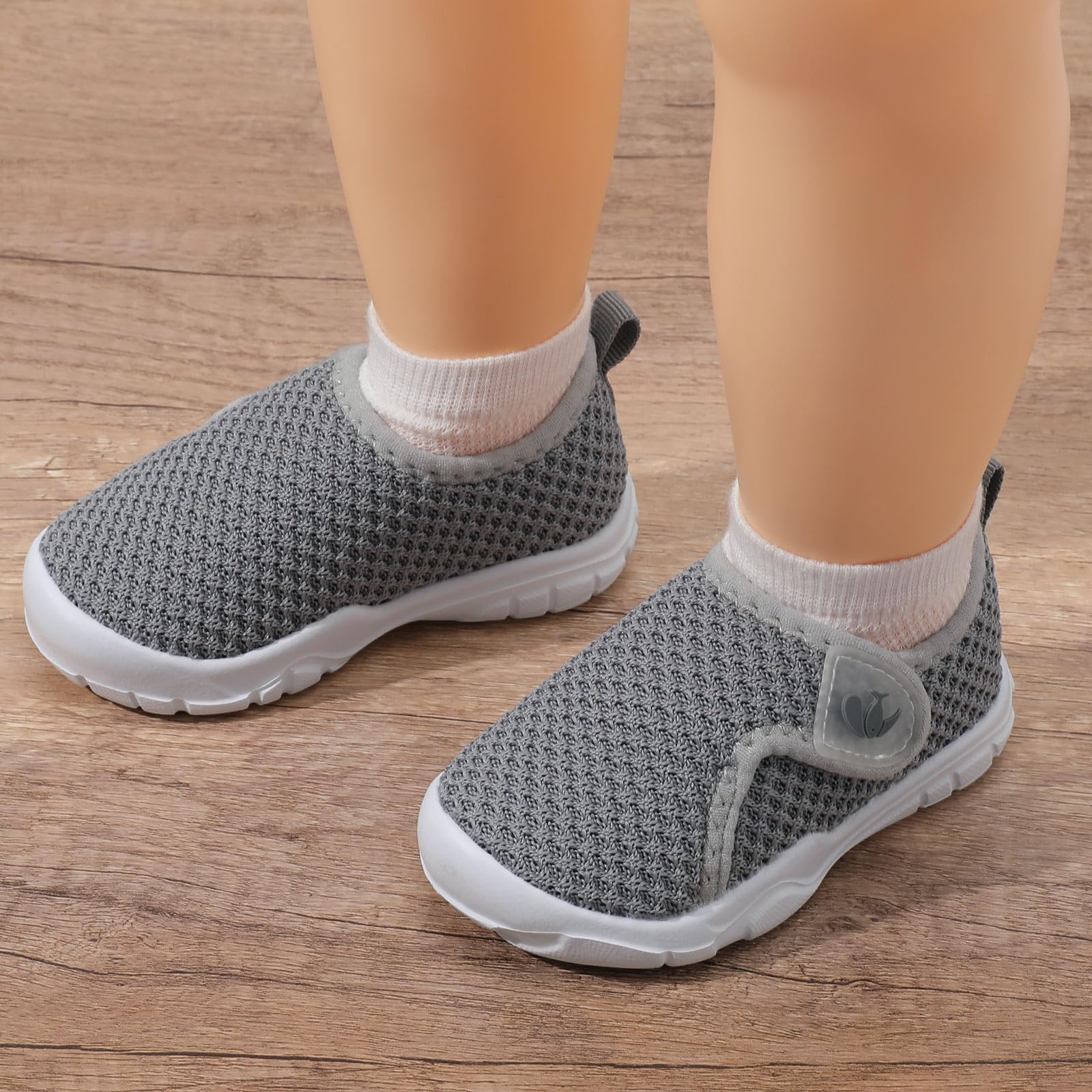 FEETCITY Toddler Walking Shoes Baby Sneakers Boys Girls First Walking Shoes Newborn Crib Shoe Grey