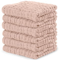 Comfy Cubs Muslin Baby Washcloths 6 Pack - Soft 6-Layer Cotton Wash Cloths for Sensitive Skin - 10"x10" Large, Gentle, Absorbent Infant Essentials for Newborn and Toddlers - Blush