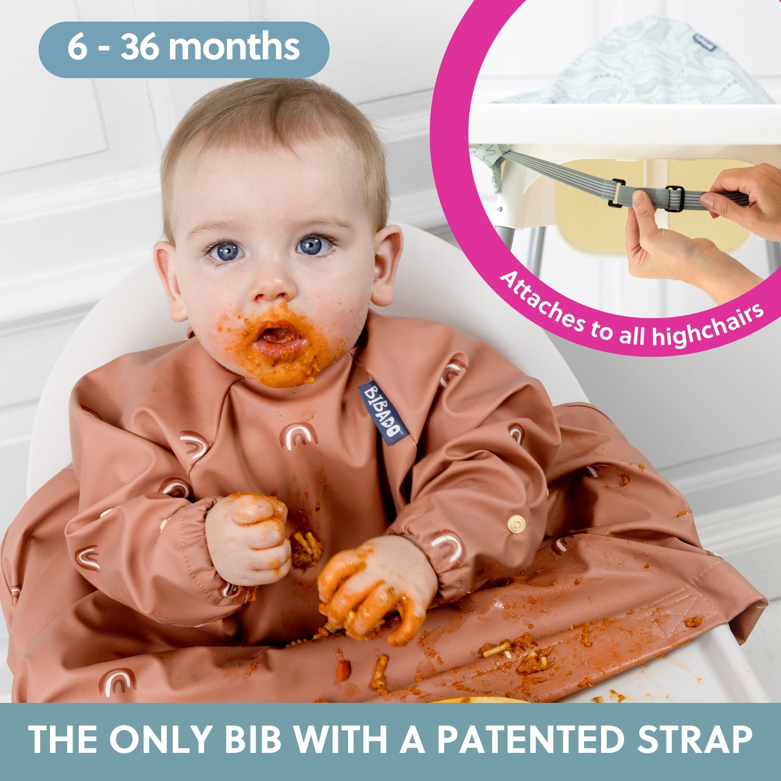 BIBaDO Attachable Long Sleeve Bib for Babies & Toddlers – Easy Clean