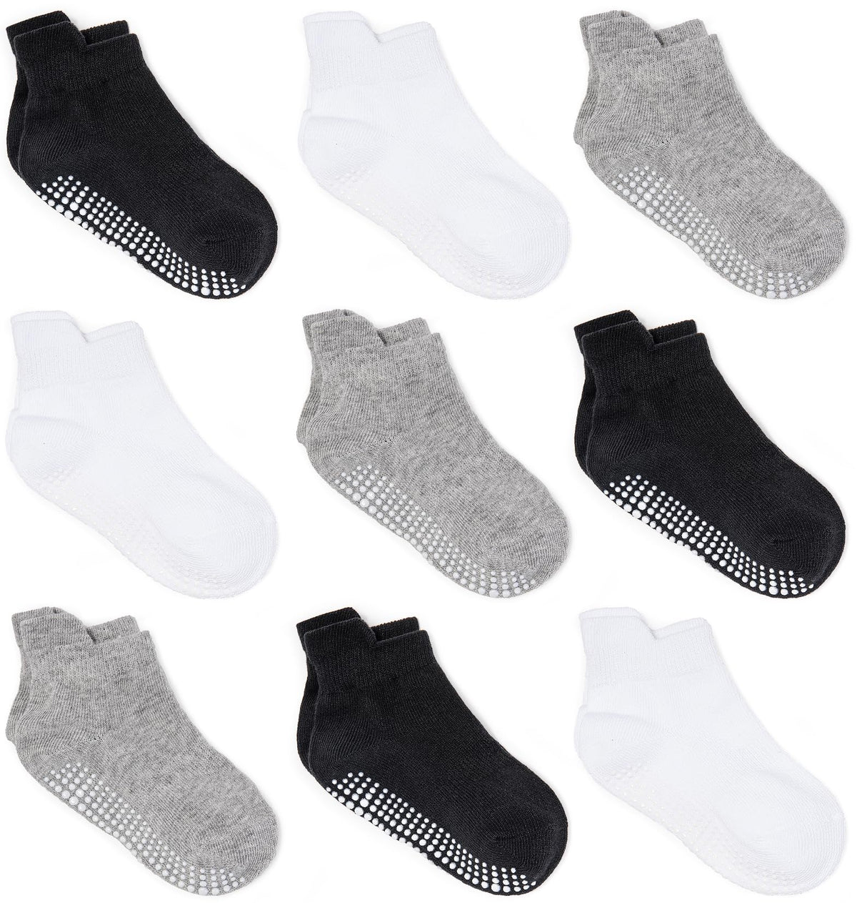 ZAPLES Baby Boys Non Slip Grip Ankle Socks with Non Skid Soles for Infants Toddlers Kids, 12 Pairs, Stripes Assort, 8-10 Years