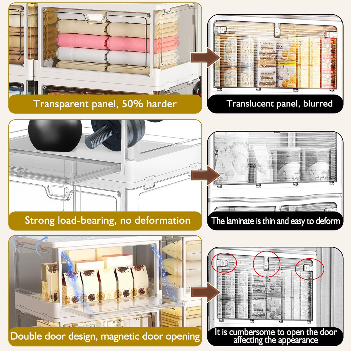Kmiectse Clear Storage Bins with Lids 3 Pack 【Stackable & Sturdy】