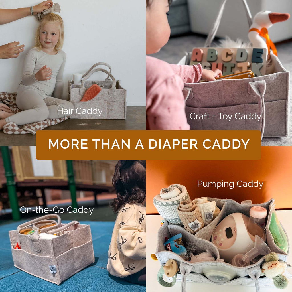 Parker Baby Co. Felt Diaper Caddy Organizer - Large, Charcoal