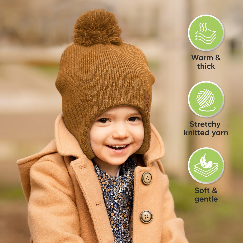 KeaBabies Baby Beanies, Winter Baby Hats for Boys, Girls (Latte, 6-36M)