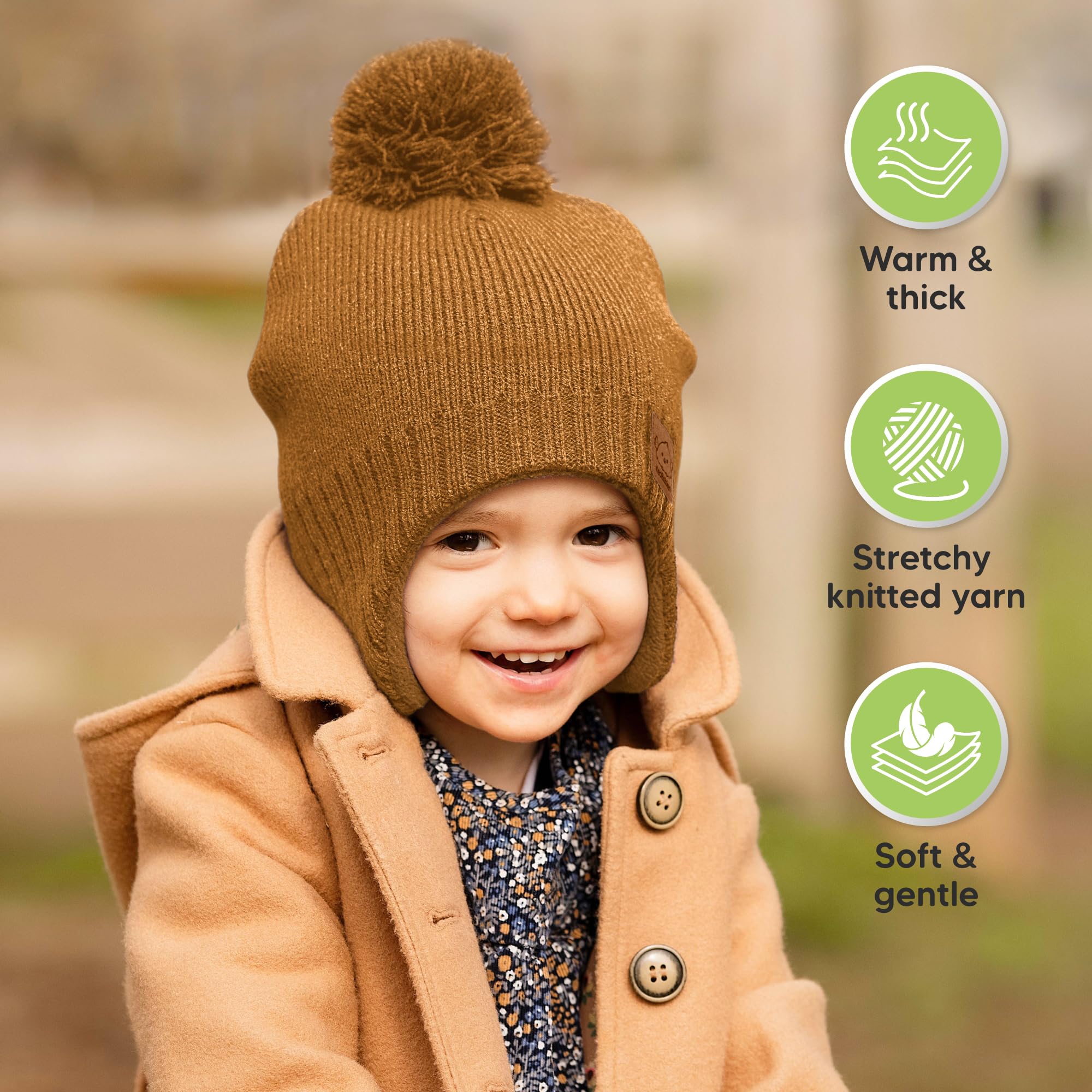KeaBabies Baby Beanies, Winter Baby Hats for Boys, Girls (Latte, 6-36M)