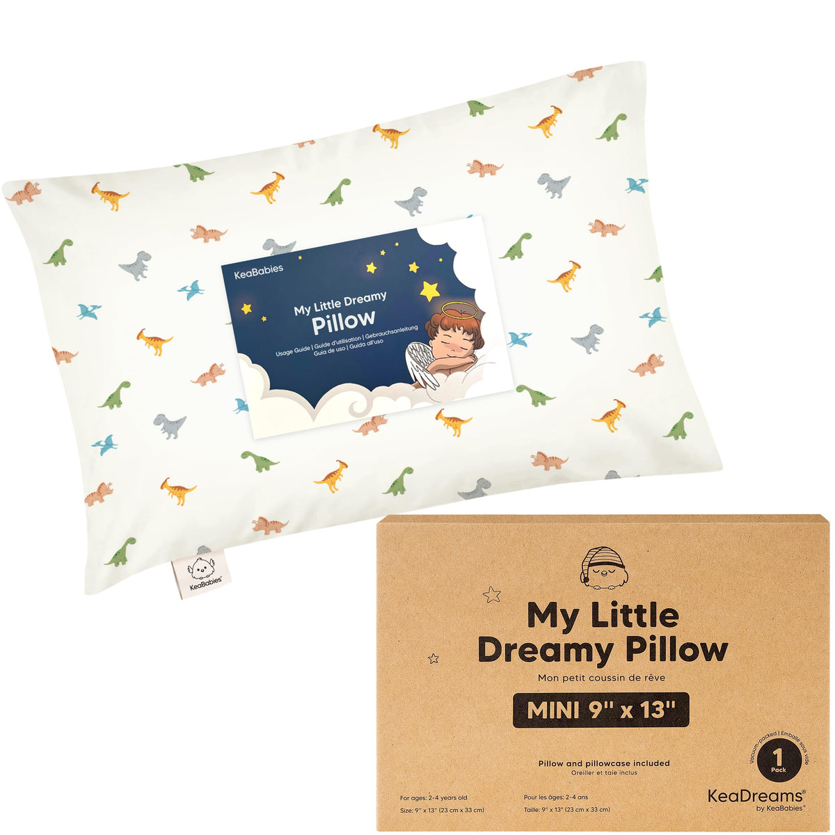 Mini Toddler Pillow with Pillowcase, 9x13 My Dreamy Pillow, Jungle Green