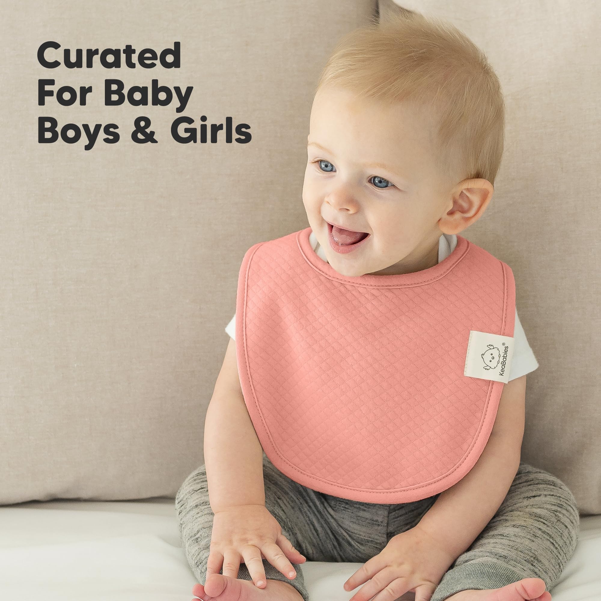 KeaBabies 8-Pack Baby Bibs for Drooling and Teething, Soft (Muted Pastel)