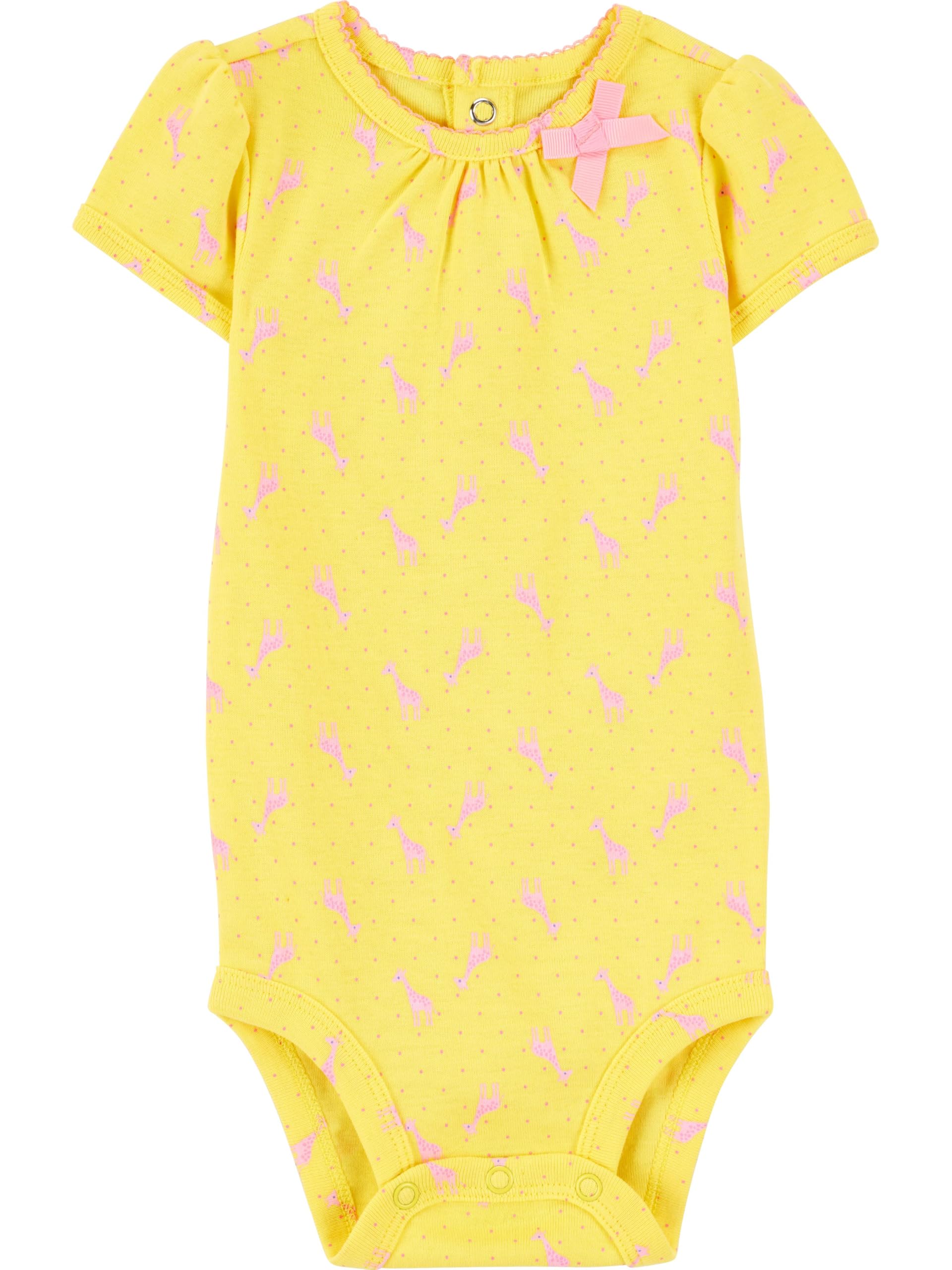 Simple Joys by Carter's Baby Girls' Short-sleeve Bodysuit, Pack of 6, Pink/Yellow, 18 Months