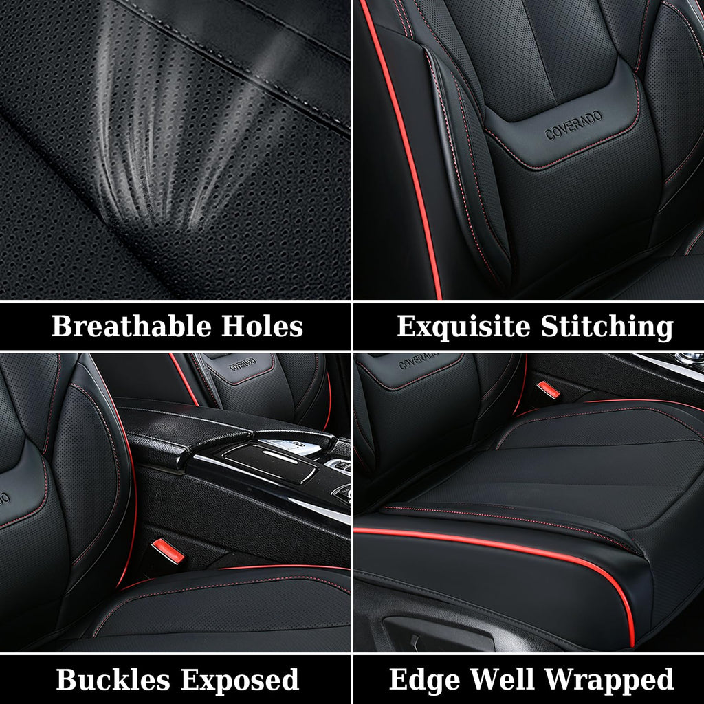 Coverado Car Seat Covers, Seat Covers for Cars, Waterproof Leather Auto Seat Protectors, Leather Car Seat Cushion, Car Interiors Accessories Universal Fit for Most Cars