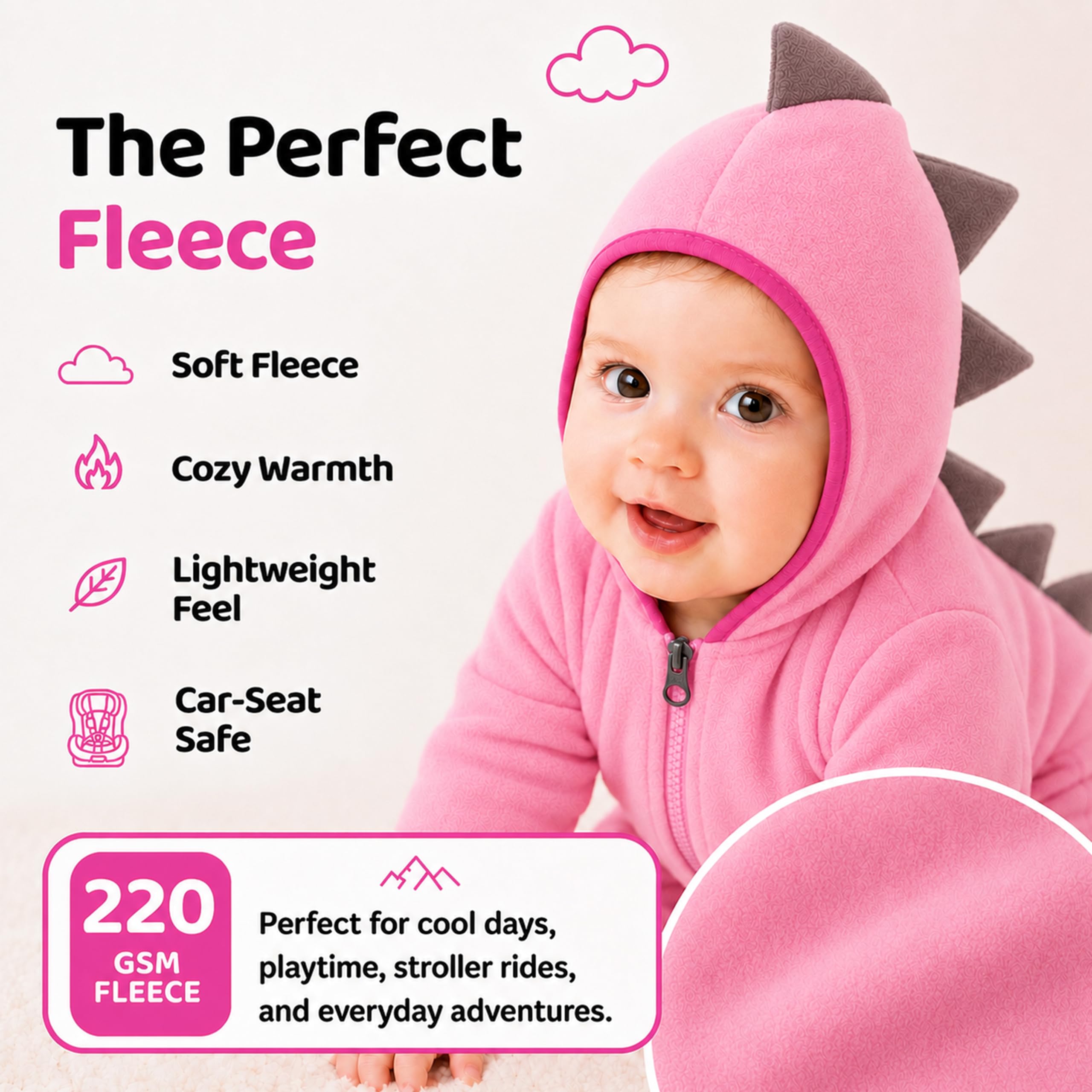 Cuddle Club Fleece Baby Bunting Bodysuit – Infant One Piece Kids Hooded Romper Outerwear Toddler Jacket