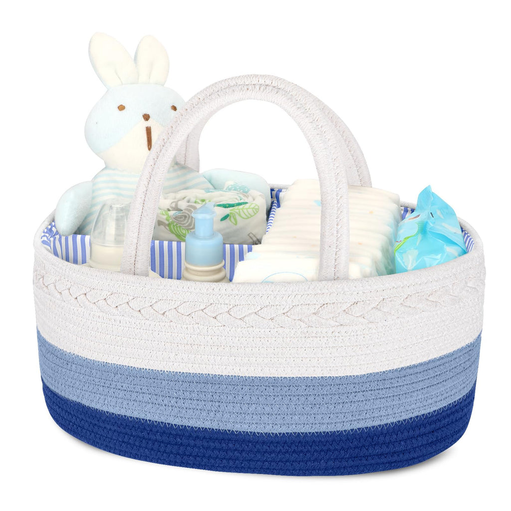 Maliton Baby Diaper Caddy Organizer, Cotton Rope Diaper Caddy Basket, Large Storage Basket for Newborn Boys and Girls, Gift for Baby Shower List, Newborn Essentials