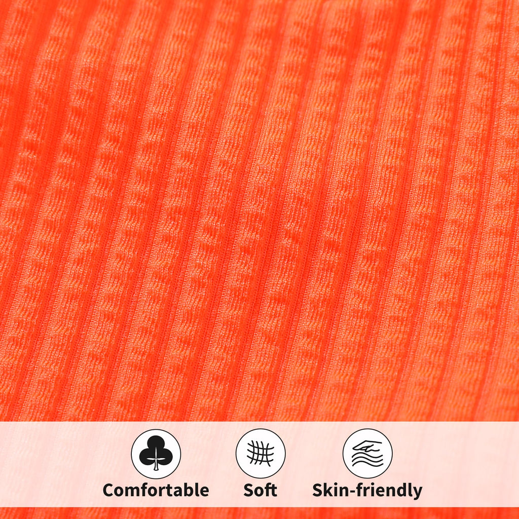 HAPPYMA Baby Swimsuit Toddler Girl Bathing Suit Summer Solid Color Bikini Set Beach Two Piece Swim Wear (Orange, 18-24 Months)