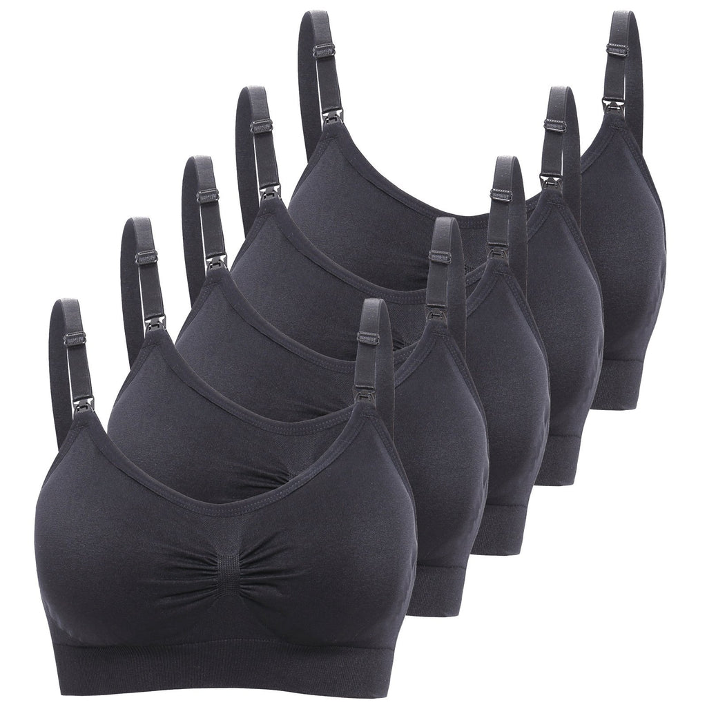 Lataly Womens Sleeping Nursing Bra Wirefree Breastfeeding Maternity Bralette Pack of 5 Color Black Size M