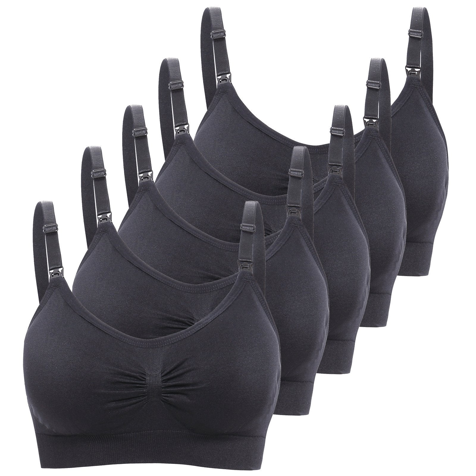 Lataly Womens Sleeping Nursing Bra Wirefree Breastfeeding Maternity Bralette Pack of 5 Color Black Size M