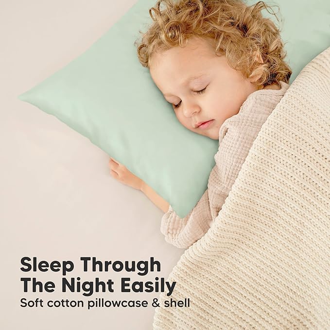 Toddler Pillow with Pillowcase - 13x18 My Little Dreamy Kids Travel Bed Pillows for Sleeping, Organic Cotton Small Pillowcase, Soft & Breathable, Machine Washable, Toddlers 2-5 years old (French Gray)