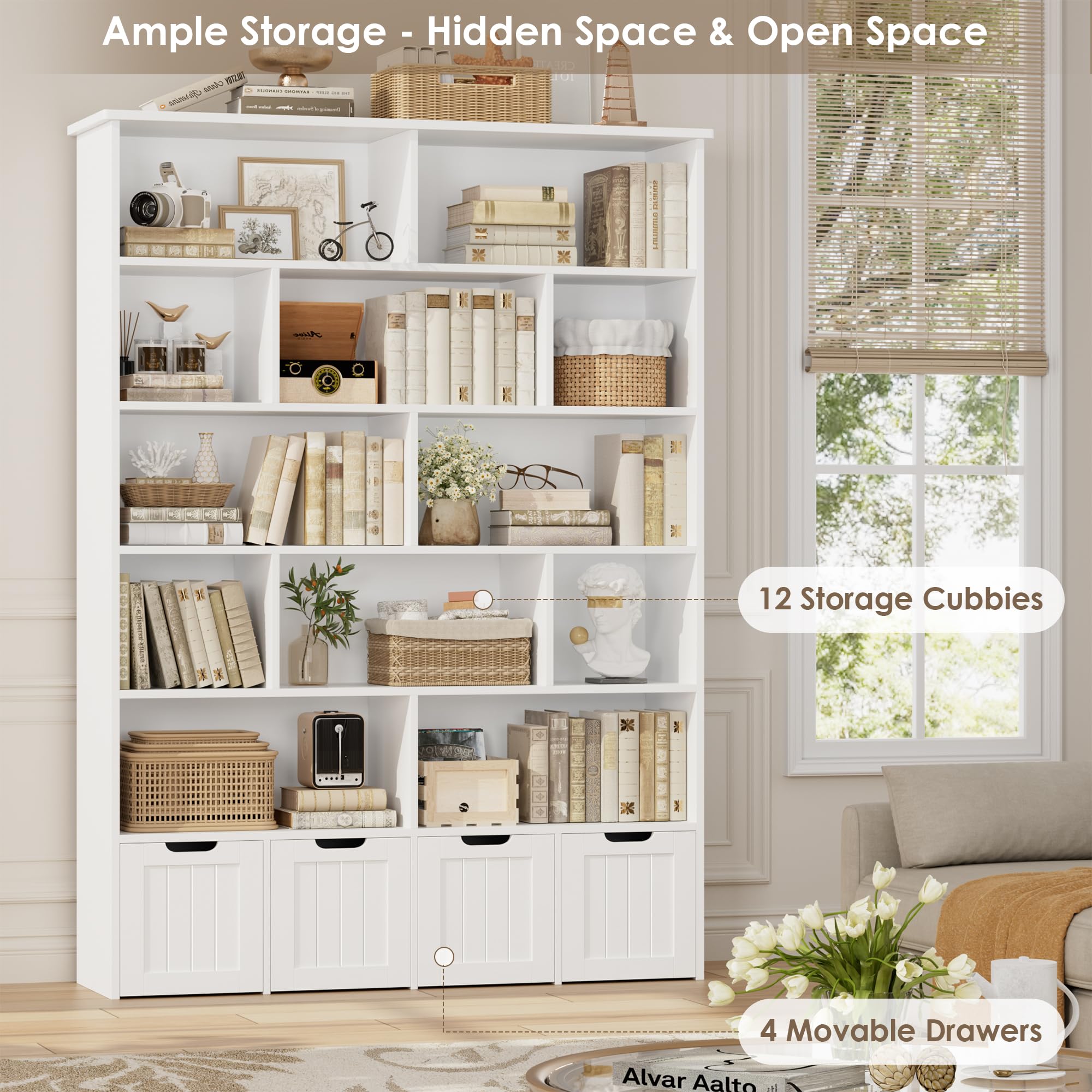 FINETONES 69" H Large Toy Storage Organizer with 4 Movable Drawers