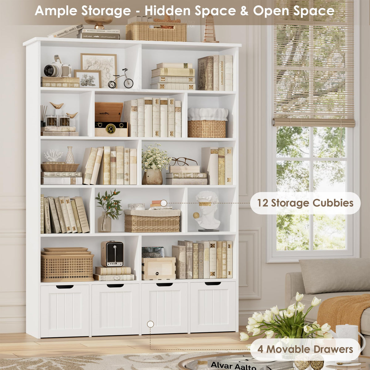 FINETONES 69" H Large Toy Storage Organizer with 4 Movable Drawers