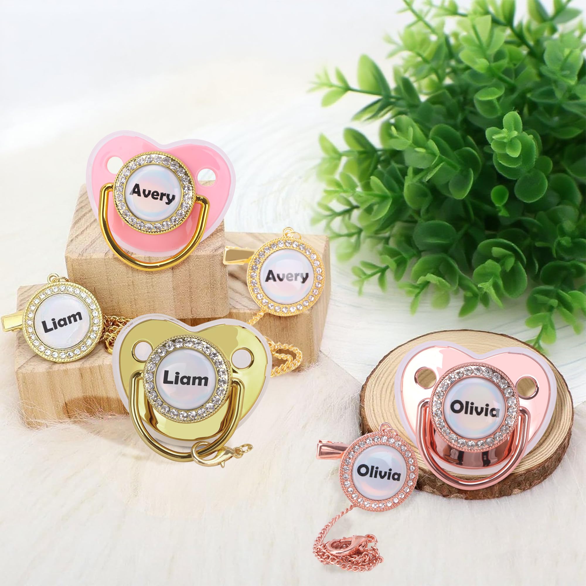 Munchewy Custom Made Pacifier with Name for Newborn Baby Boys Gift(Black)