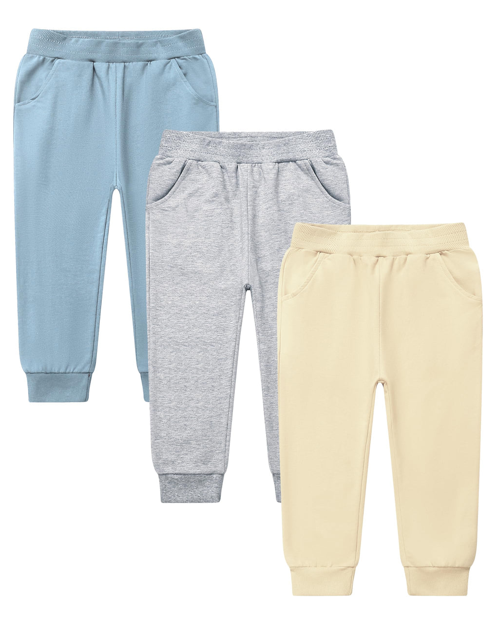 GFQLONG Toddler Boys Pants 100% Cotton Joggers Sweatpants with Pockets 3-4T