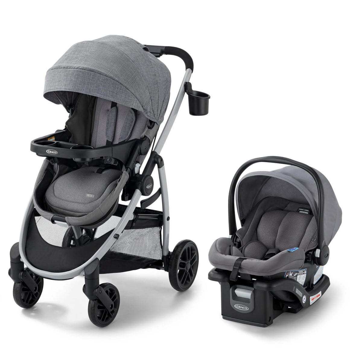 Graco Modes Pramette Stroller, 3-in-1 Baby Stroller, 3 Modes: Infant Car Seat Carrier (Car Seat Not Included), Infant Pramette to Toddler Stroller with Reversible Seat and One-Hand Fold, Redmond