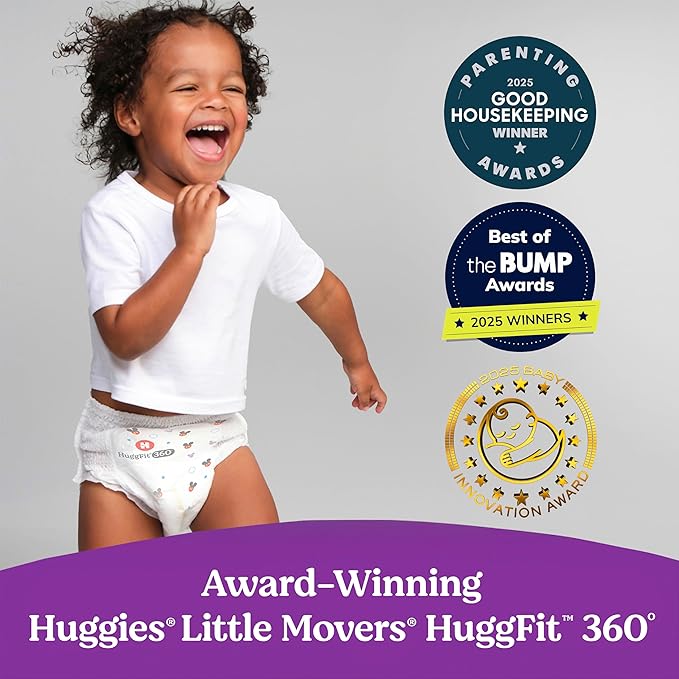 Huggies Size 6 Baby Diapers, Little Movers HuggFit 360° Baby Diapers with 360° Waistband, Size 6 (35+ lbs), 17 Count, Packaging May Vary