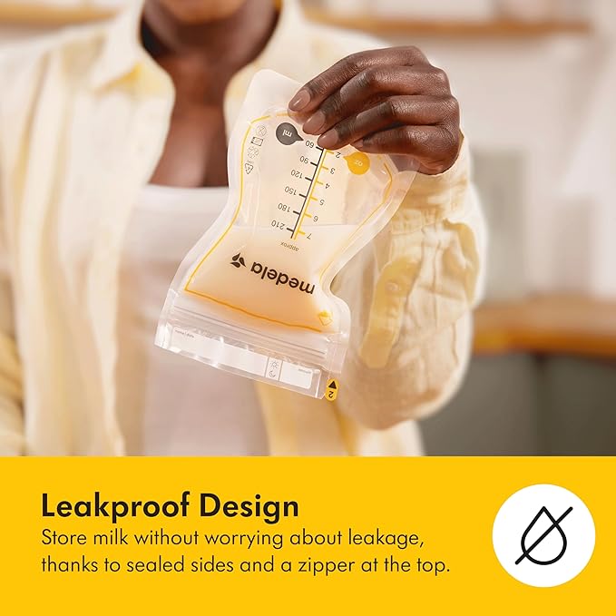 Medela Easy Pour Breastmilk Storage Bags | 50 Count 210ml | Disposable Leakproof Breast Milk Bags with Milk Protection | Recyclable & BPA Free