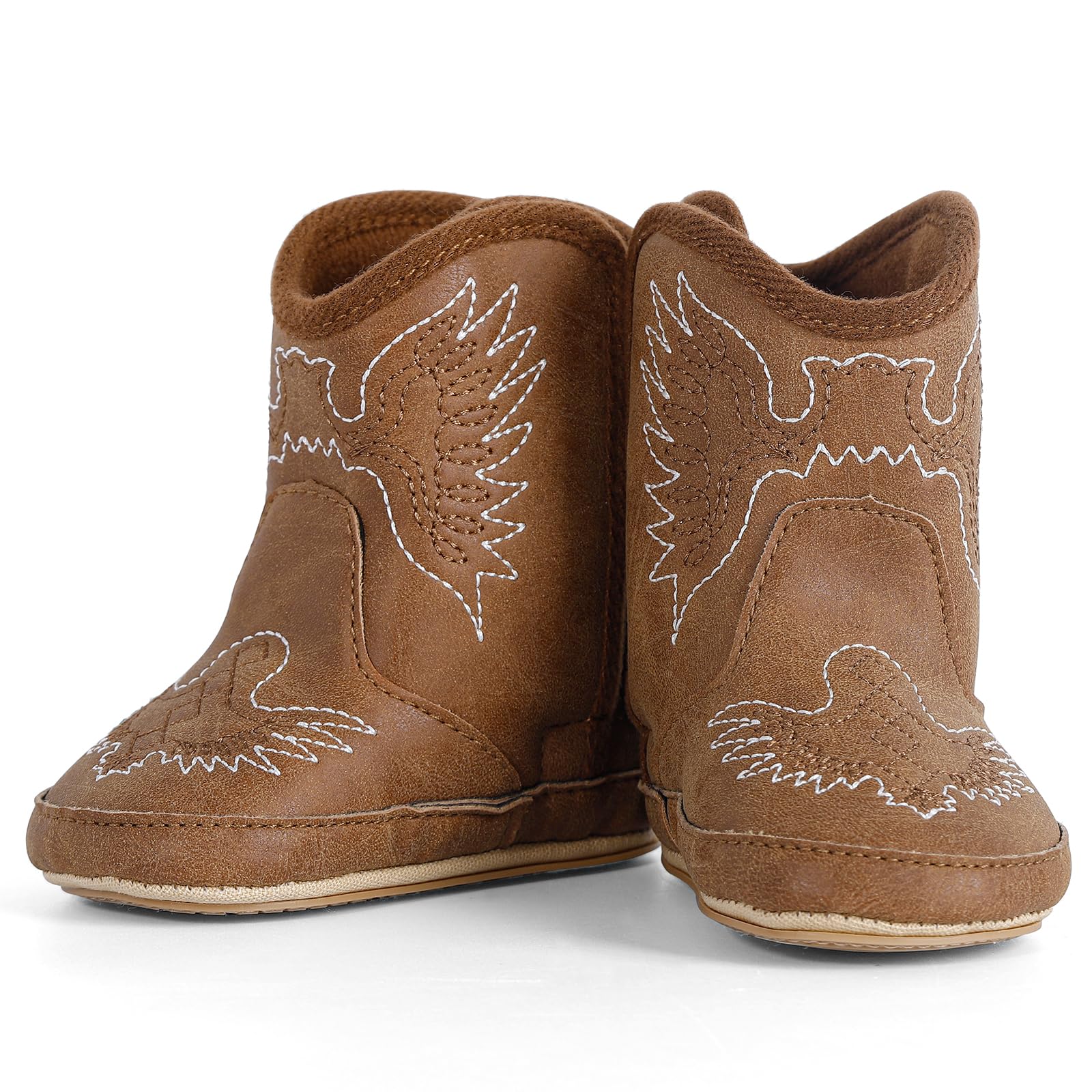 MK MATT KEELY Leather Western Boots Cowboy Bootie Soft Sole Non-Slip Crib Shoes for Baby Infant Toddler Girls Boys Newborn