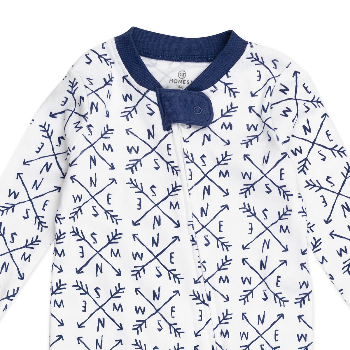 HonestBaby Baby Boys Play Footed Pajamas One-piece Jumpsuit Zip-front Pjs Organic Cotton For Unisex And Toddler Sleepers, Twinklestar Navy, 3-6 Months US