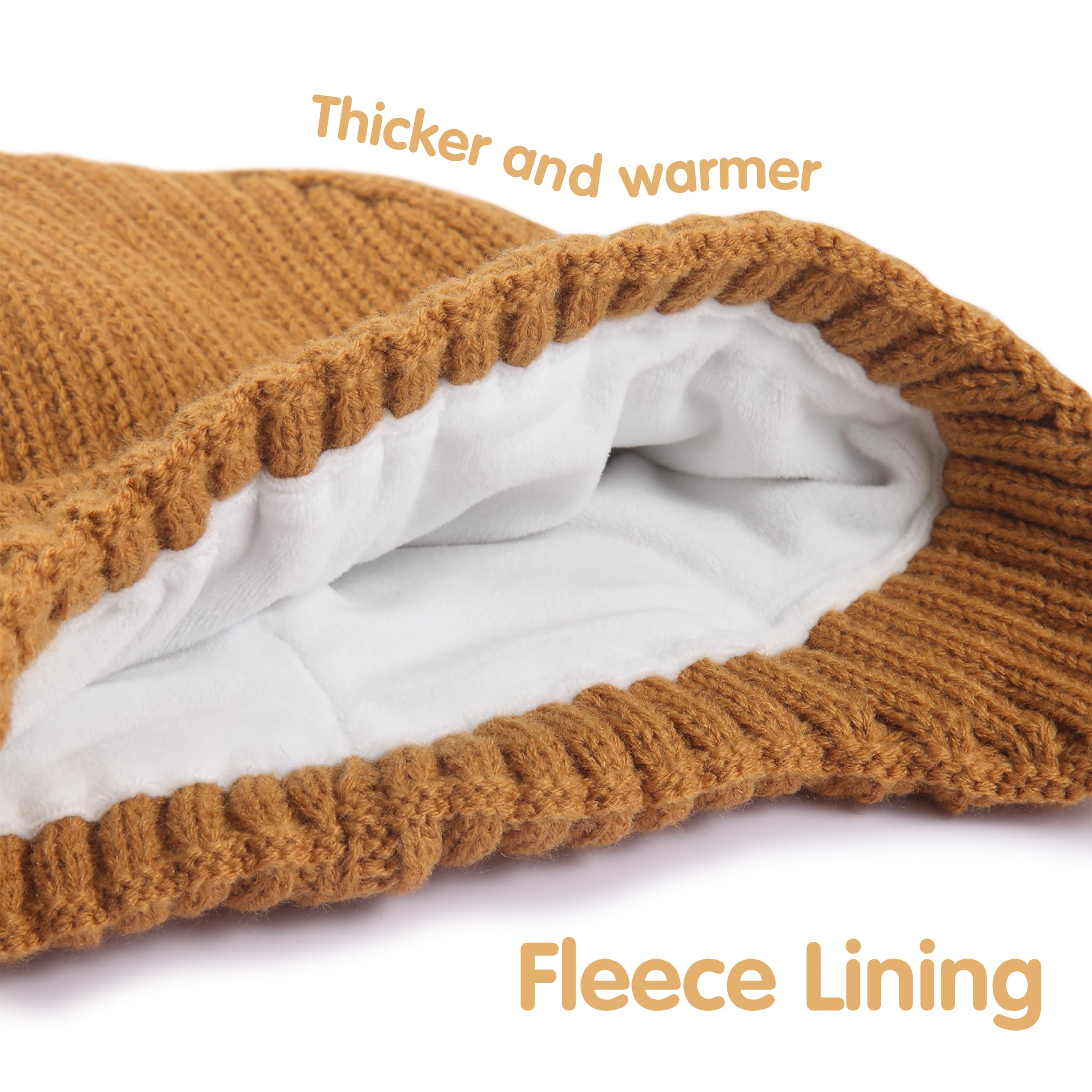 MaxNova Baby Beanie 3-8T Black/Camel 2 Pack